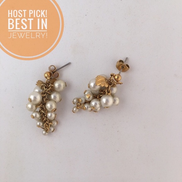 Vintage Jewelry - Vintage Grape cluster in gold and pearls earrings